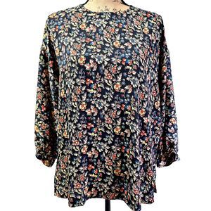 Essentiel Antwerp Womens Blouse SZ 38/US 8 Black Floral Print Grandma Core